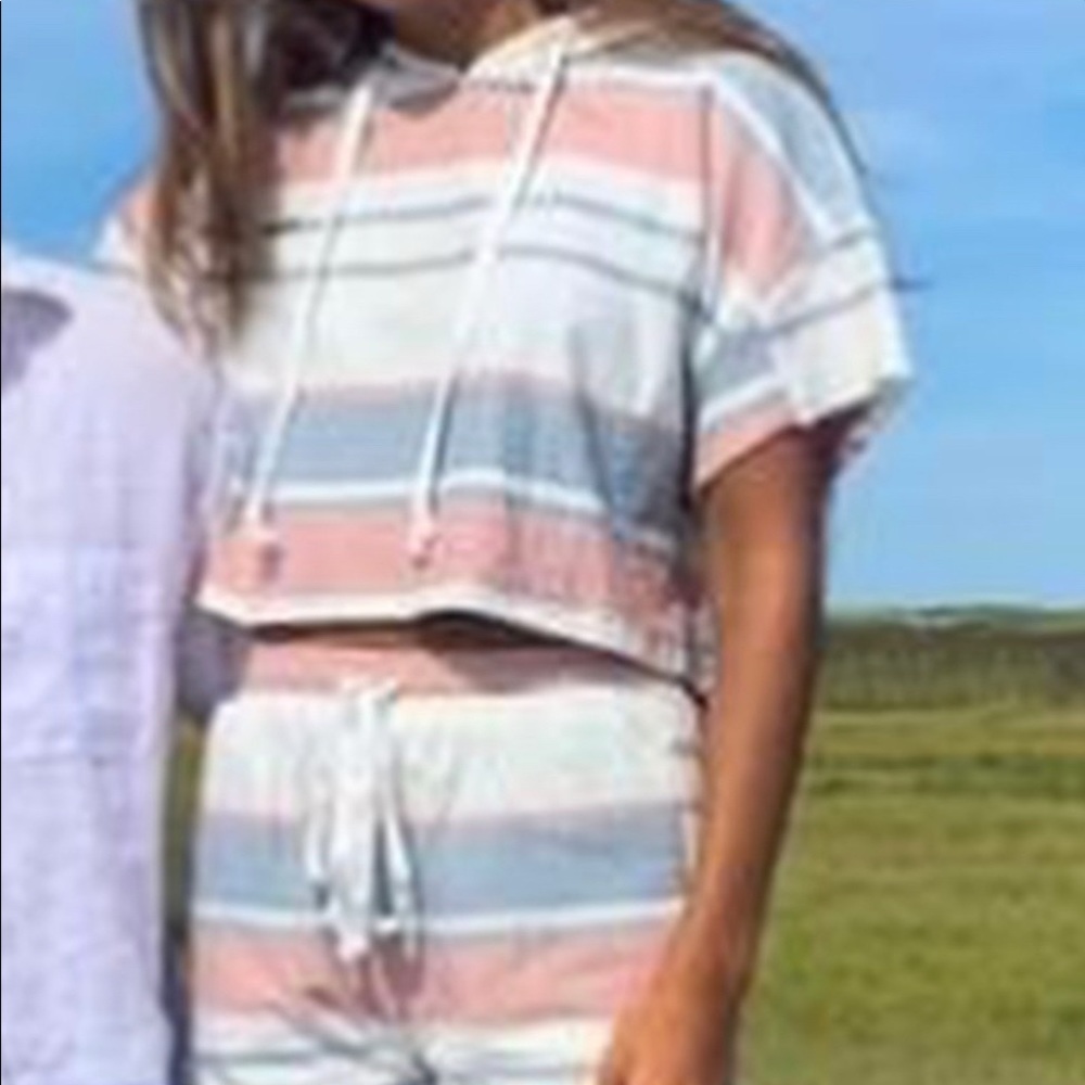 Two Piece Striped Hooded Set